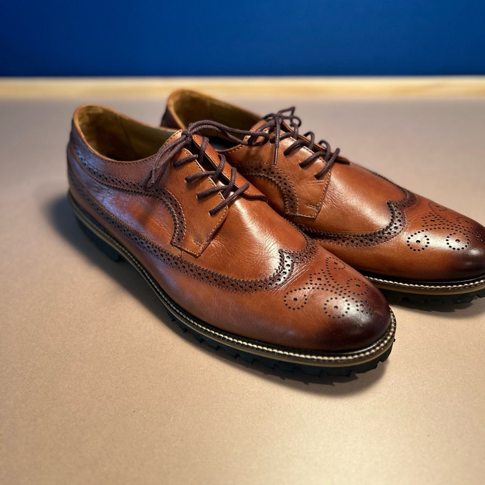Studio Belvedere Cognac Collin Wingtip Leather Shoes Men’s Size 13D
